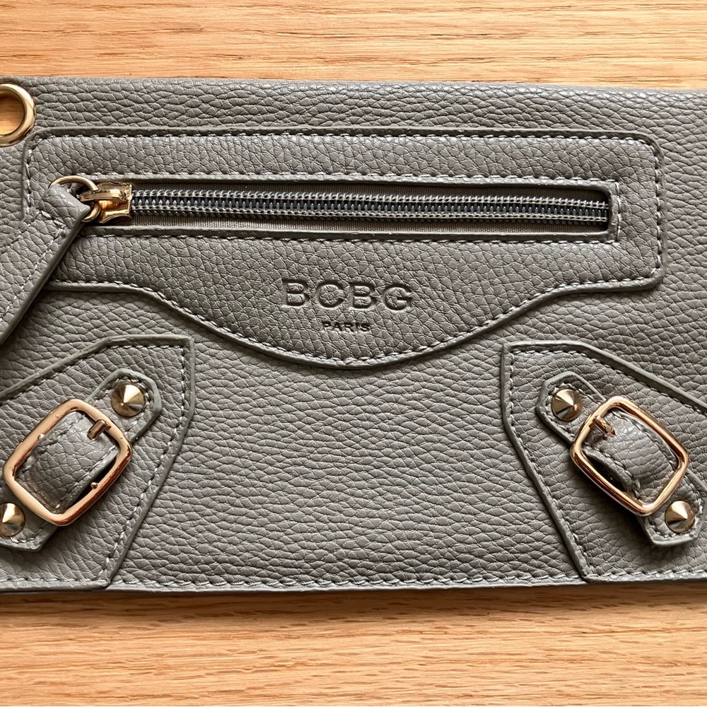 BCBG Paris Gray Leather Clutch